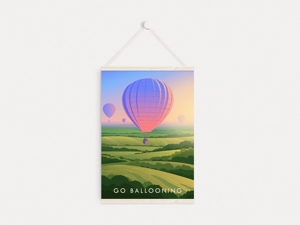 Go Ballooning Print Travel Poster Outdoor Hobbies Hot Air Balloon Flying Adventure Sport Retro Art Gift Countryside Phileas Fogg - Image 4