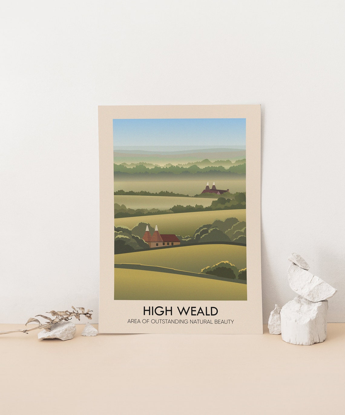 High Weald AONB Vintage Travel Poster - Image 4