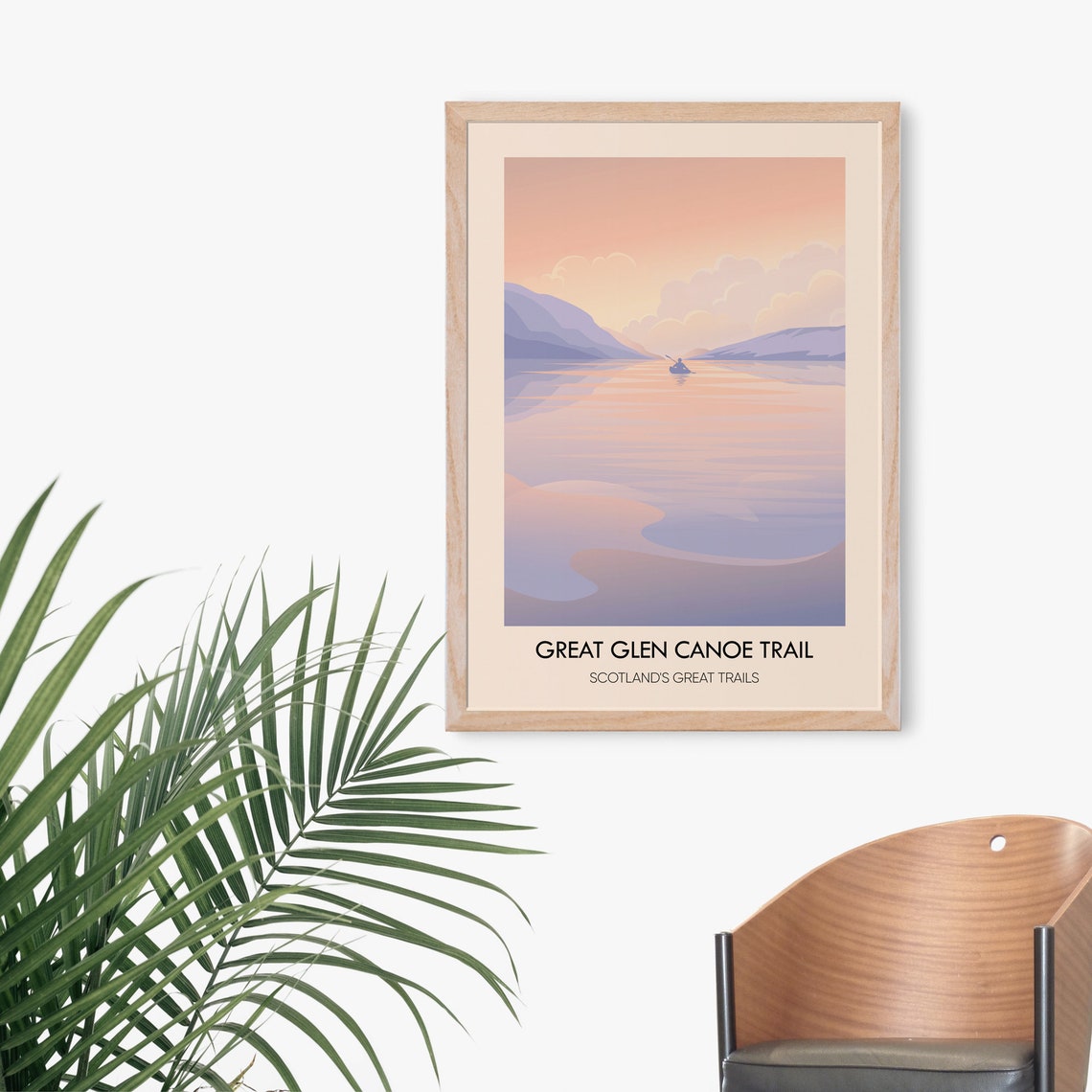 Great Glen Canoe Trail Scotland Sunset Paddle Illustration Poster - Image 3