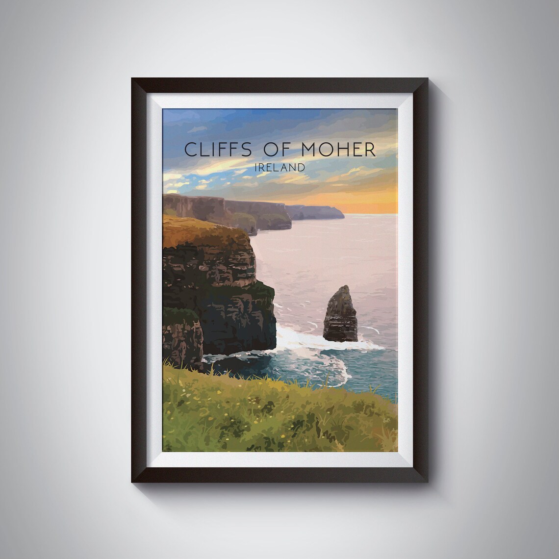 Cliffs Of Moher Ireland Retro Travel Poster