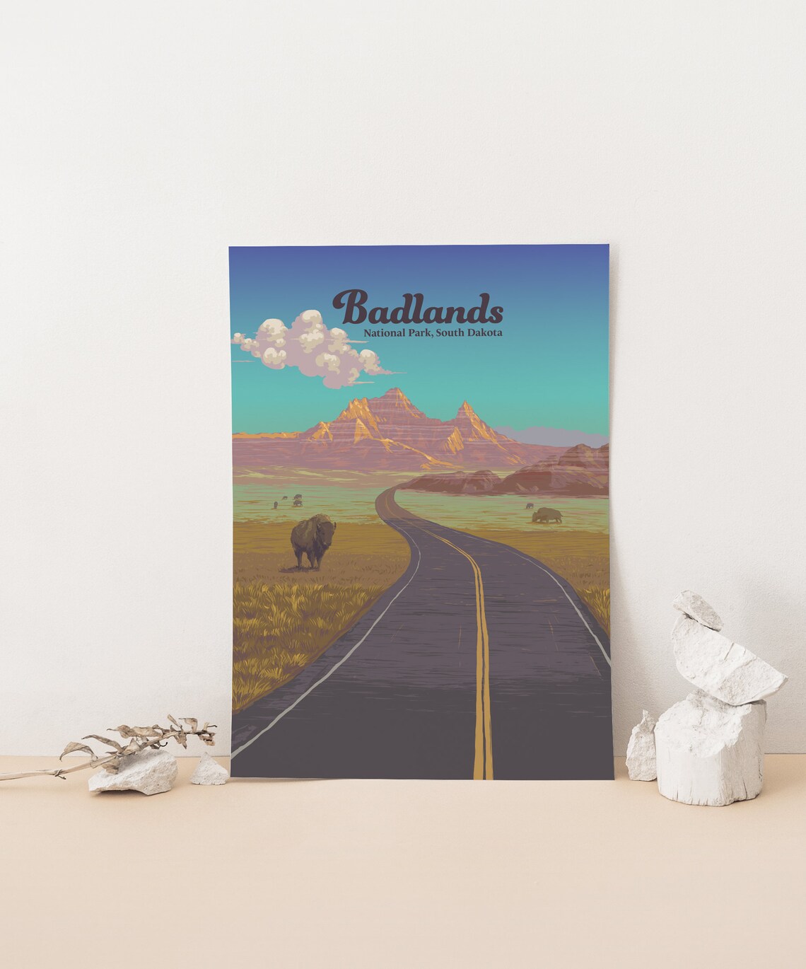 Badlands South Dakota Vintage National Park Road Trip Poster - Image 4