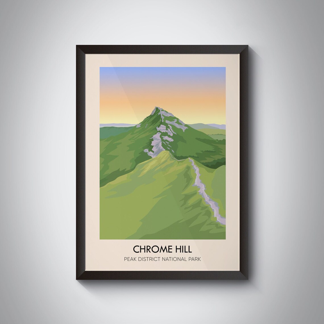 Chrome Hill Peak District National Park Dragons Back Sunset Hiking Poster