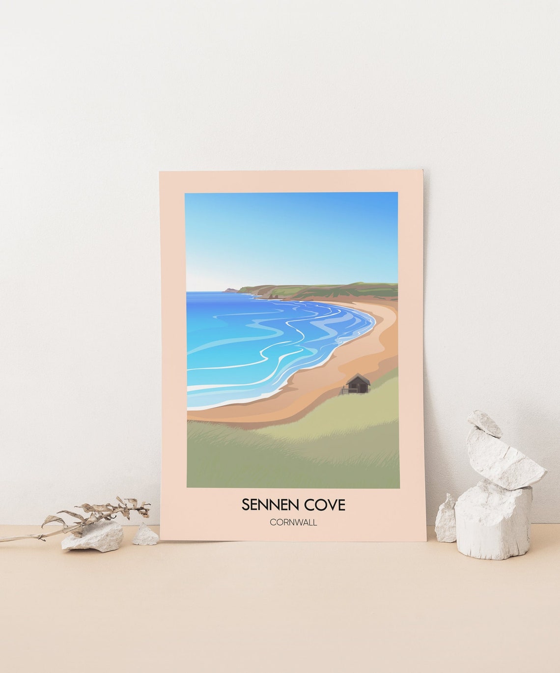 Sennen Cove Cornwall Golden Sandy Beach Rolling Waves Poster - Image 4