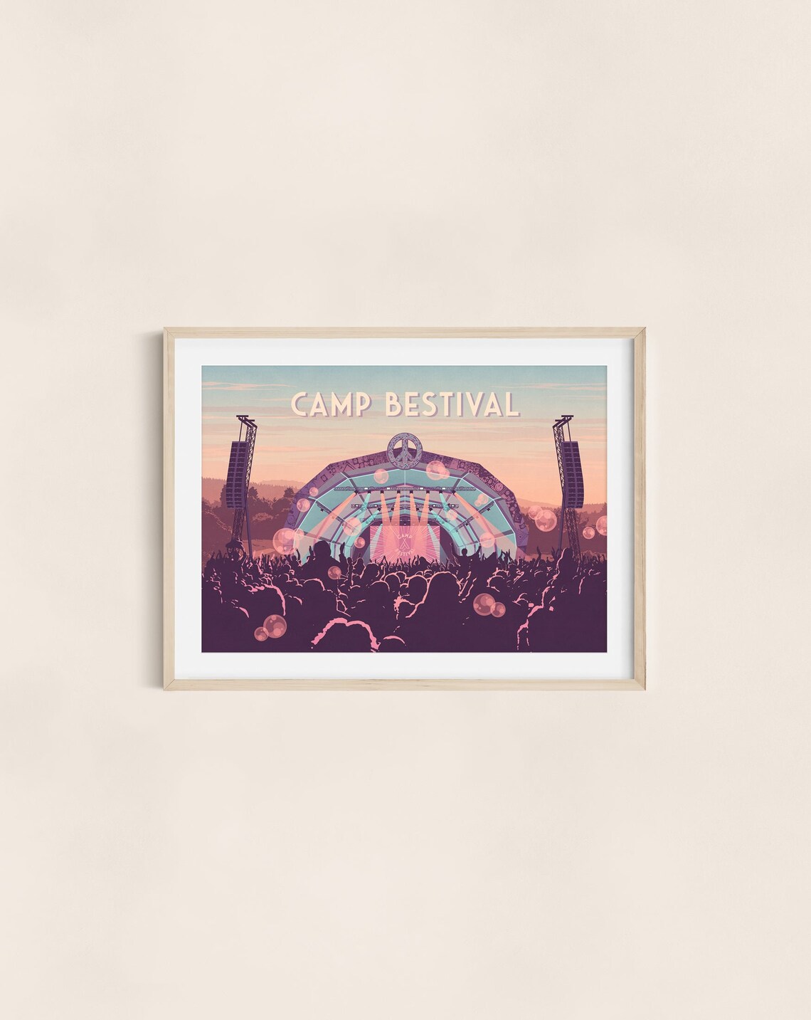 Camp Bestival Festival Main Stage Poster, Music Crowd Sunset Artwork - Image 3