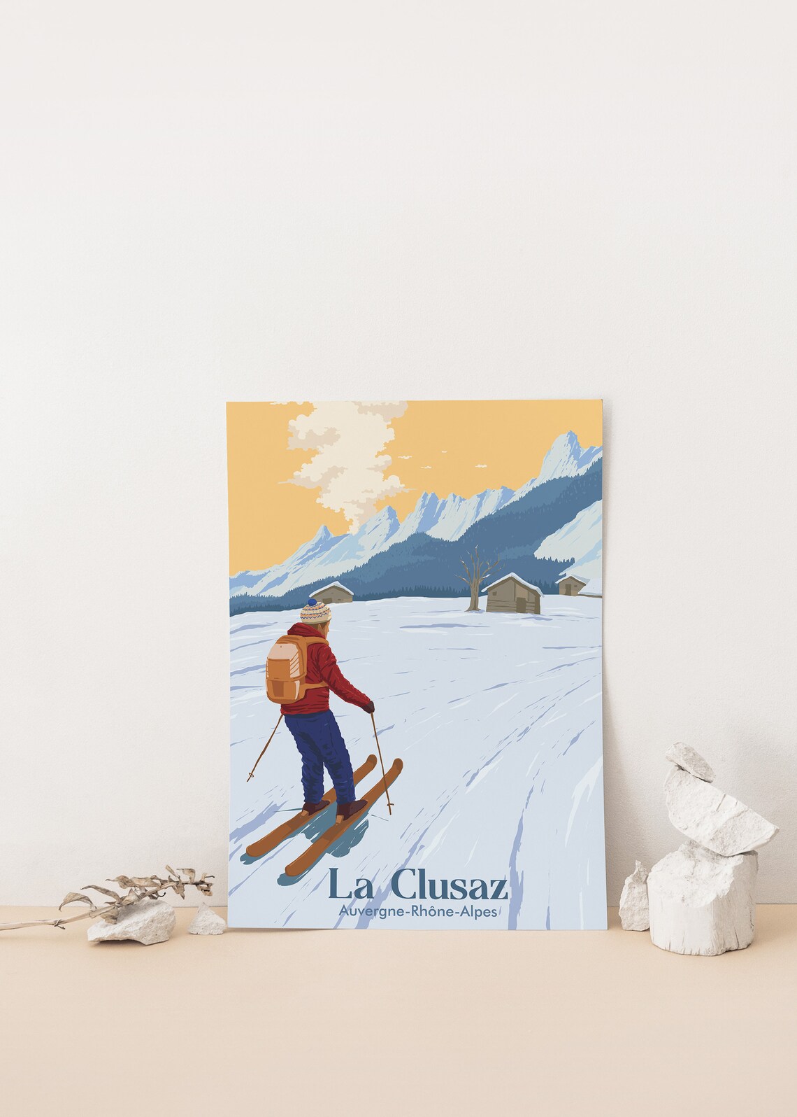 La Clusaz Vintage Ski Poster, French Alps Art Print - Image 4