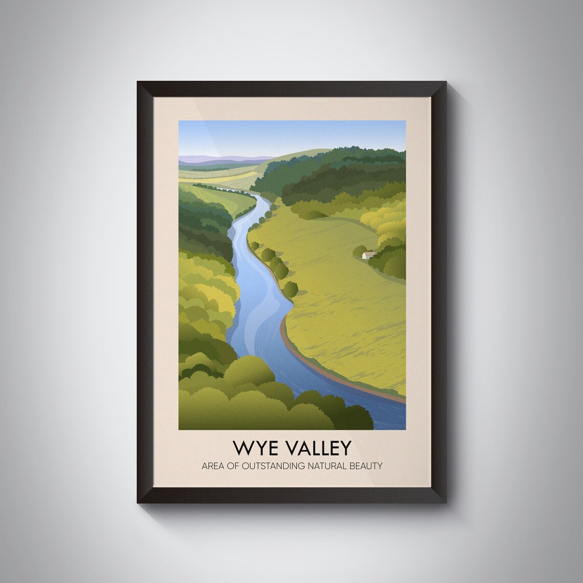 Wye Valley AONB Vintage Travel Poster Art Print