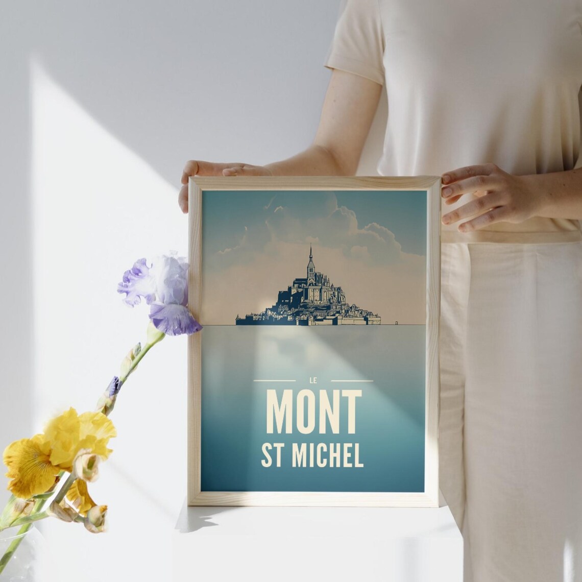 Le Mont Saint-Michel Minimalist Island Silhouette Calm Sea Poster - Image 2