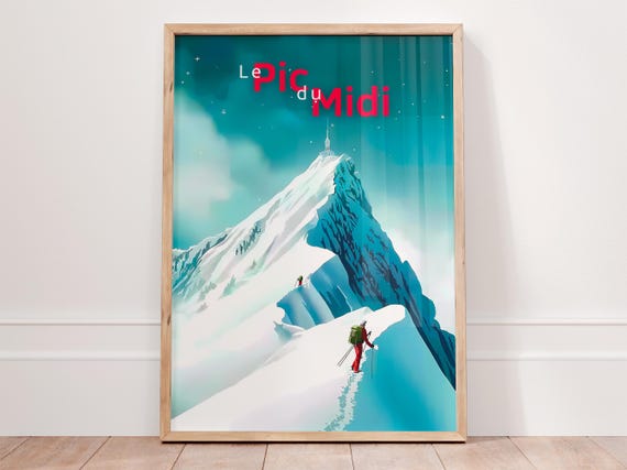 Le Pic Du Midi Poster France Mountain Ski Art Print Pyrenees Wall Art French Alps Travel Poster Winter Sports Decor Gift For Skiers