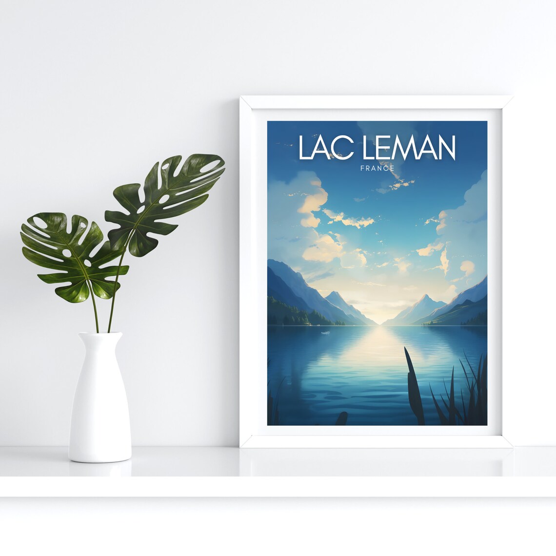 Lac Leman France Lake Geneva Sunrise Mountains Travel Poster - Image 4