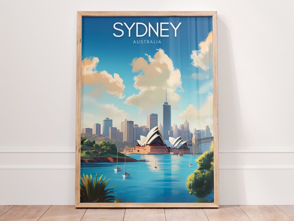 Sydney Australia Opera House Harbour Skyline Travel Poster Art