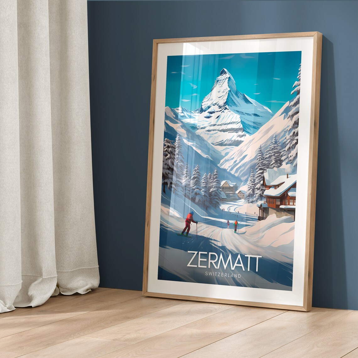Switzerland Zermatt Vintage Ski Travel Poster - Image 5