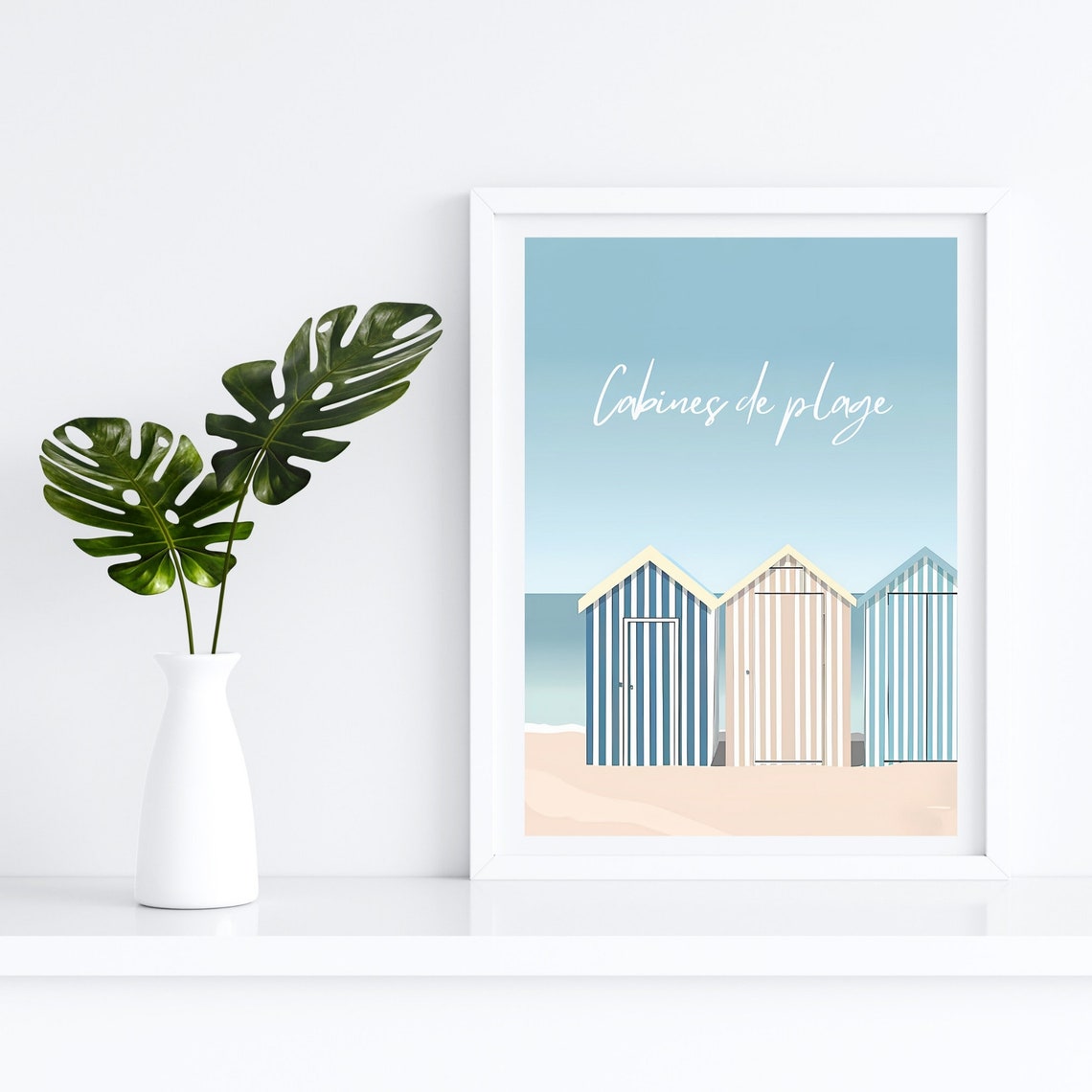 Cabines de Plage Striped Beach Cabins French Coast Art Poster - Image 4