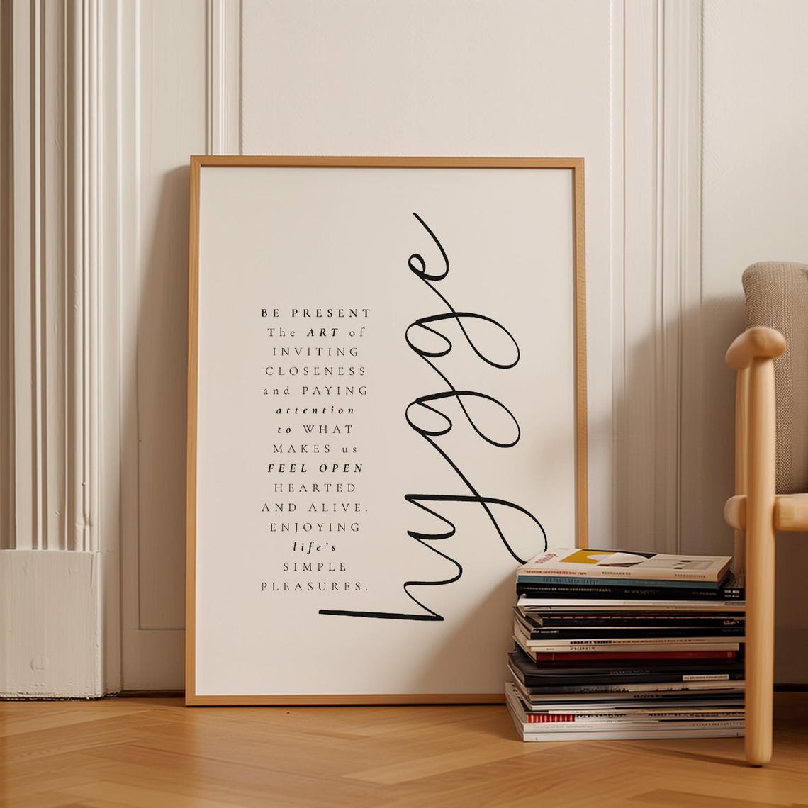 Hygge Definition Print Cozy Danish Script Minimalist Home Wall Art
