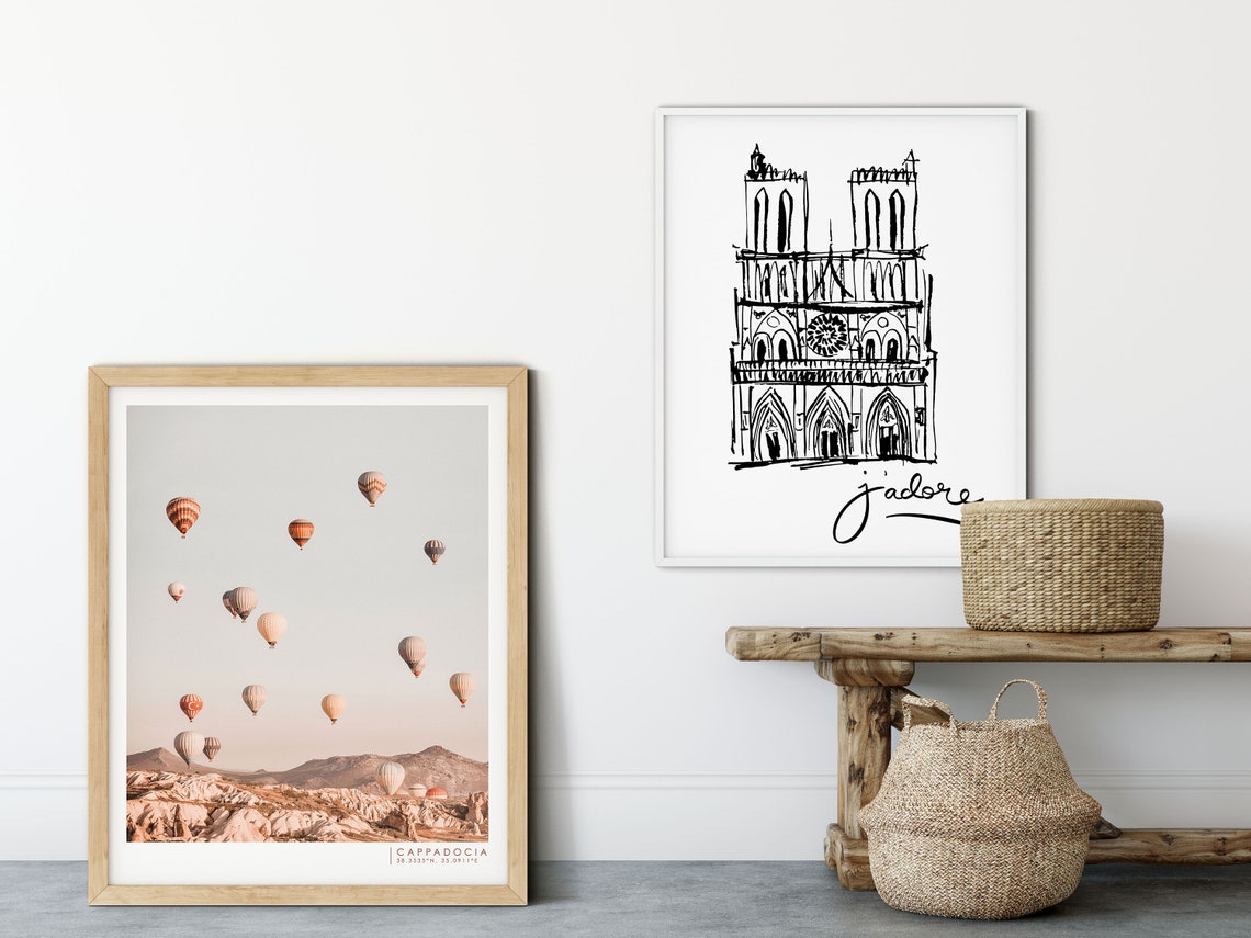 Notre Dame Cathedral Paris Sketch Jadore Black White Wall Art Poster - Image 4