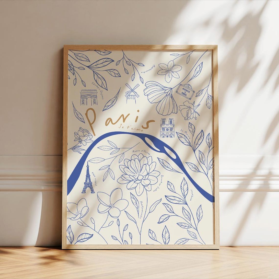 Paris Poster Travel Map Paris France Flower Print French Retro Wall Print Trendy Minimalist Wall Art Aesthetic Modern Preppy Wall Art