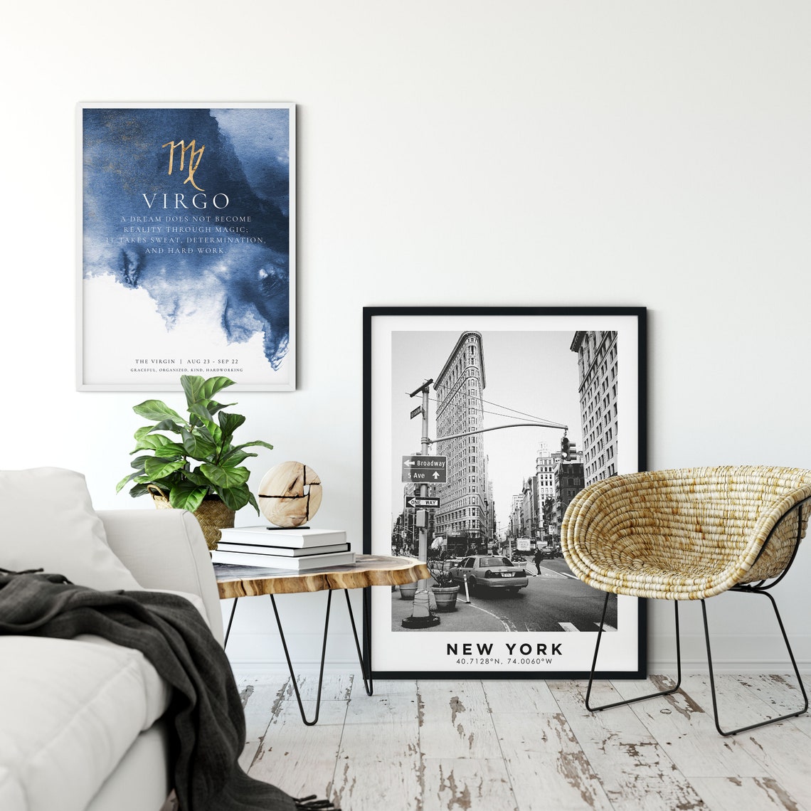 Virgo Zodiac Sign Watercolor Constellation Birthday Gift Poster - Image 5
