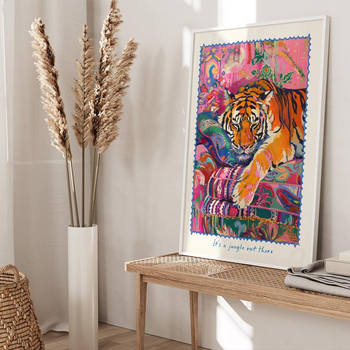 Tiger Print, Maximalist Boho Animal Wall Art Poster - Image 4