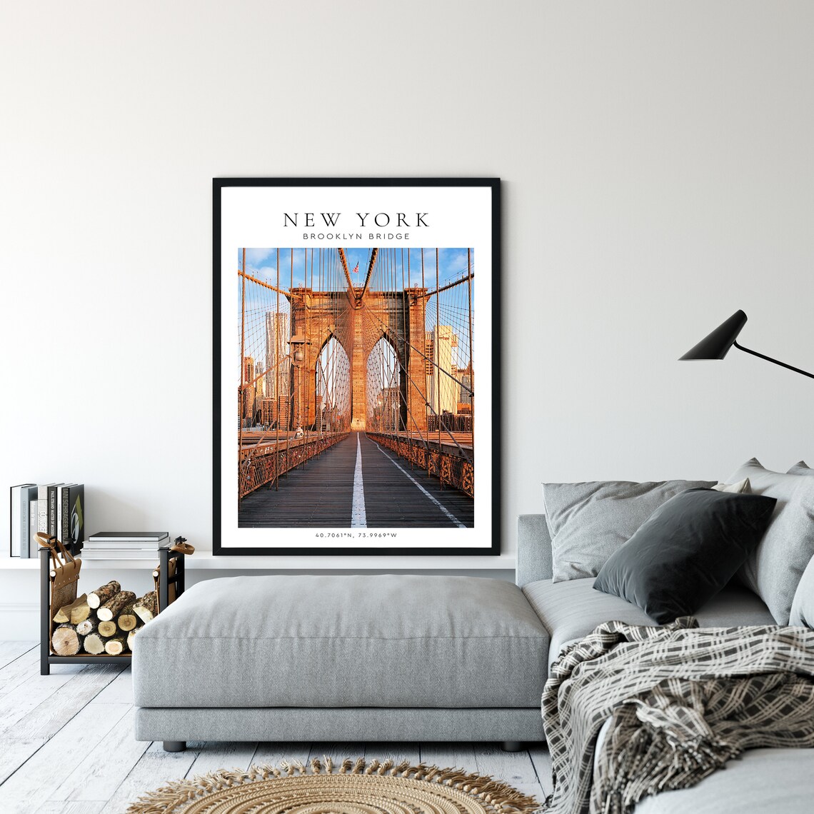New York Brooklyn Bridge Walkway Sunset Cables Skyline Poster - Image 4