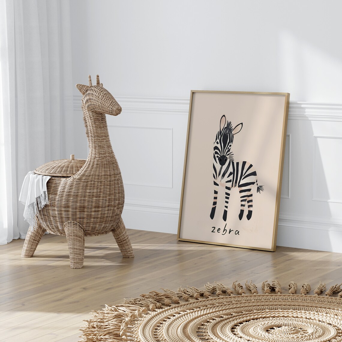 Zebra Striped Safari Animal Nursery Print Minimalist Kids Room Wall Decor - Image 3