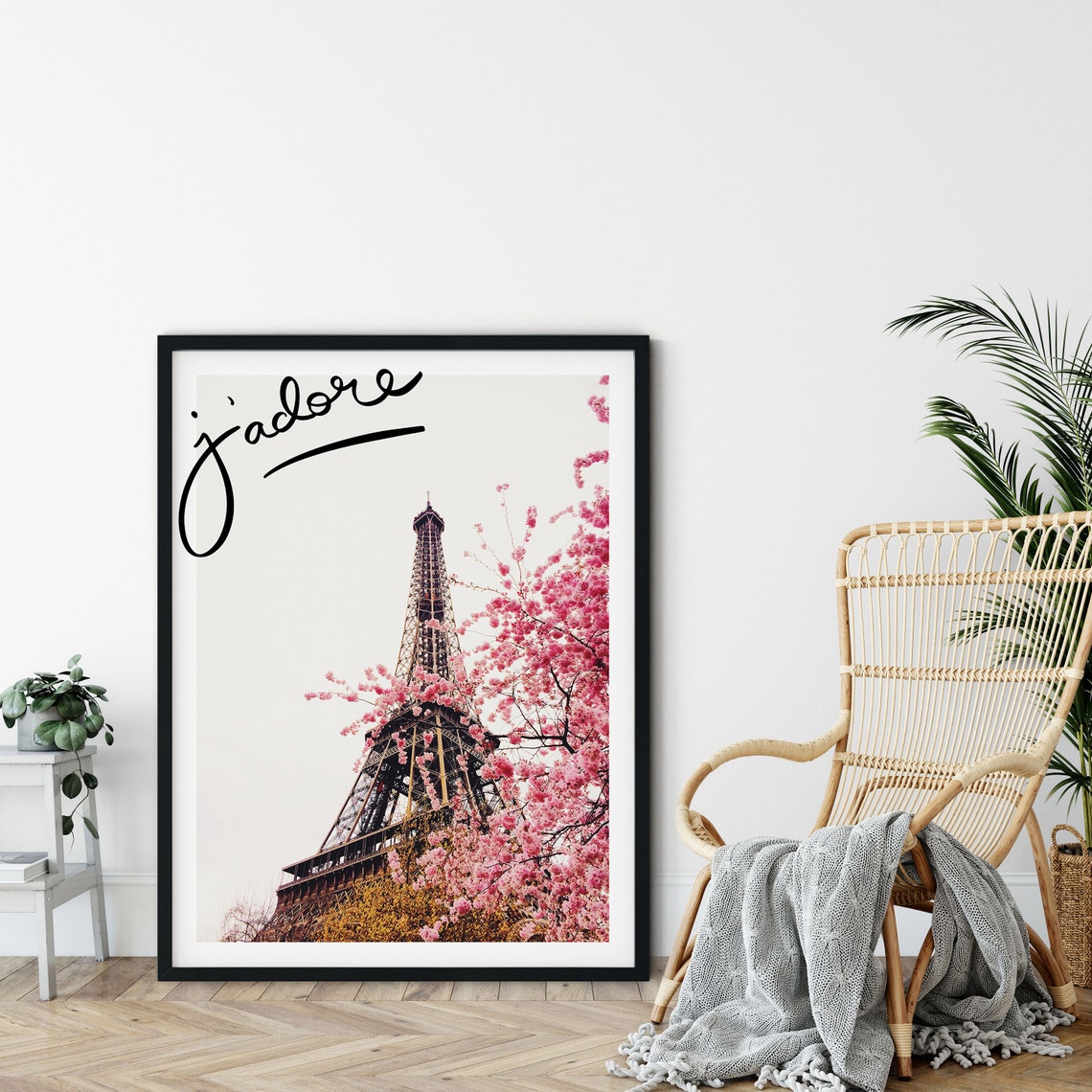 Paris Eiffel Tower Pink Cherry Blossom Spring J Adore Poster - Image 2