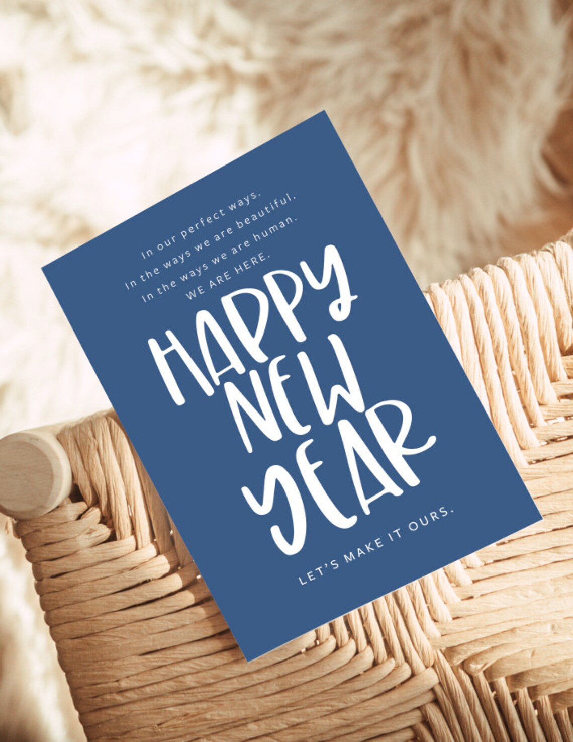 Happy New Year Greeting Cards Blue Red Typography Celebration Prints - Image 5