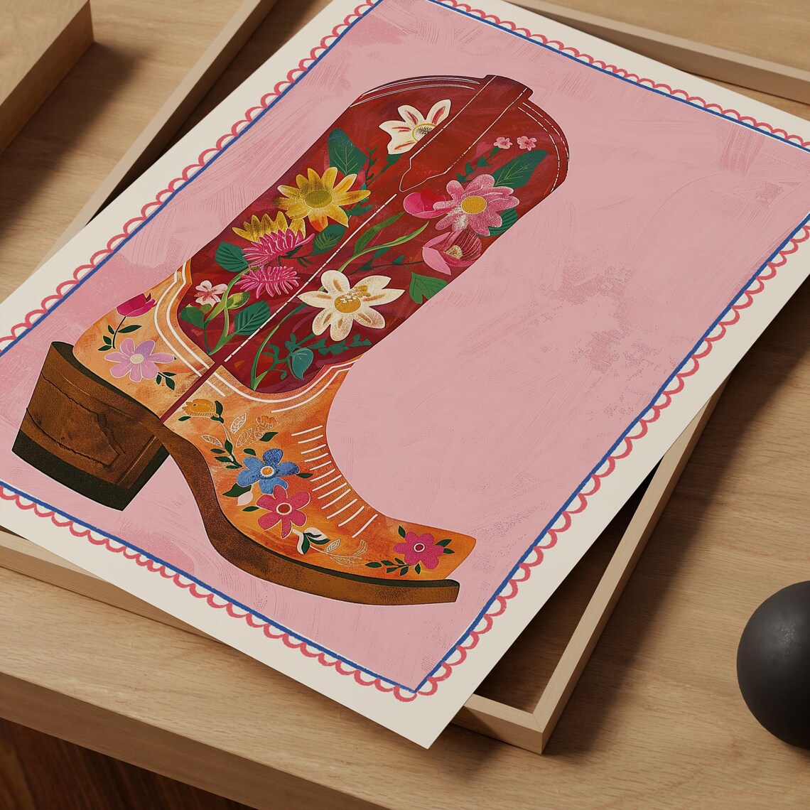 Cowboy Boots Vintage Western Poster, Southern Wall Art - Image 2