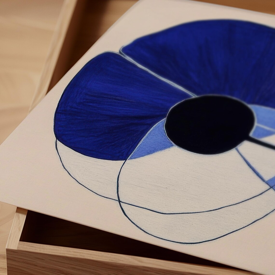 Minimalist Indigo Bloom Abstract Floral Art Print - Image 3