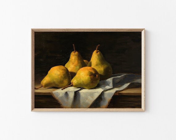 Vintage Pear Still Art Print Antique Moody Wall Print Vintage Pear Still Art Minimal Wall Decor Kitchen Wall Print