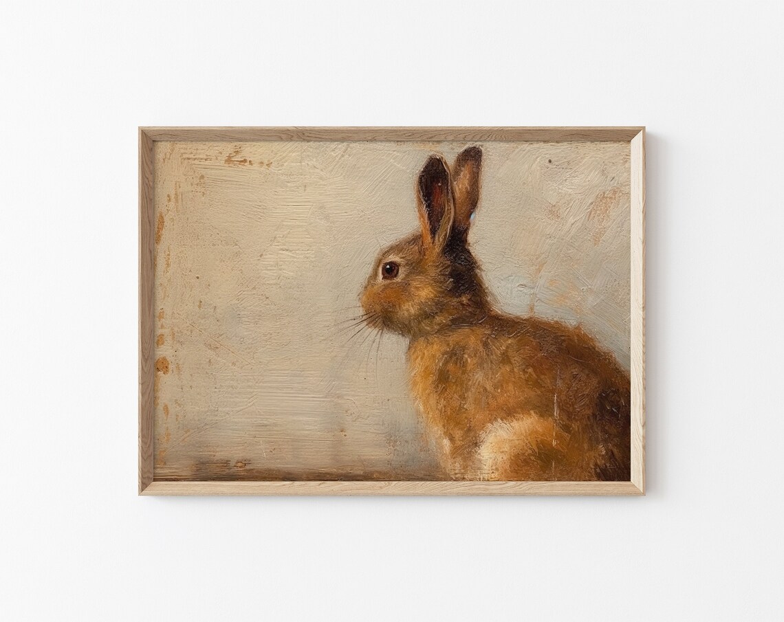 Vintage Easter Rabbit Art Print, Nursery Decor