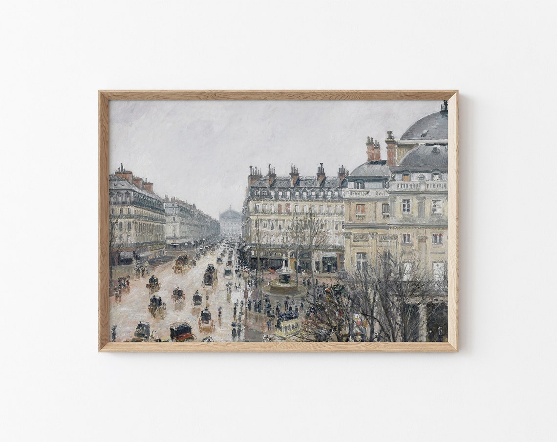 Vintage France Cityscape Print French Antique Painting Neutral Toned Art European Fine Oil Painting Art Art
