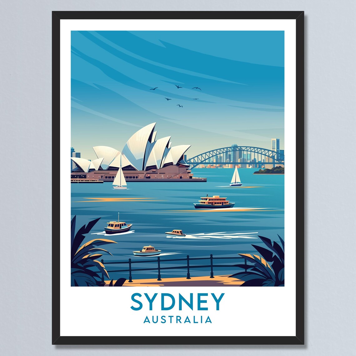 Sydney Australia Harbor Opera House Bridge City Skyline Poster