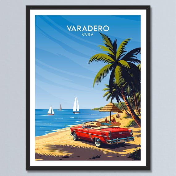 Varadero Travel Poster Wall Art Caribbean Coastal Town Print Vacation Gift Retro Beach Decor For Traveler