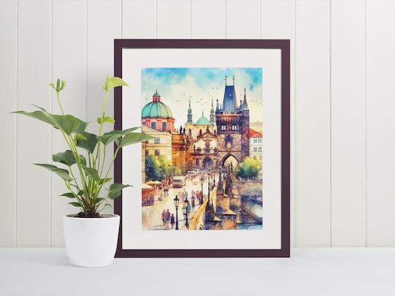 Charles Bridge Prague Watercolor Art Print
