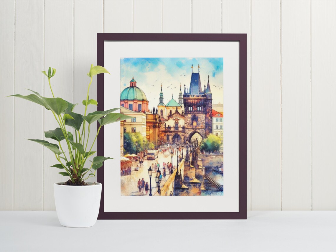 Charles Bridge Prague Watercolor Art Print