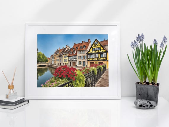 Colmar Watercolor Art Print France Wall Cityscape Painting Prints Fine Poster Europe City
