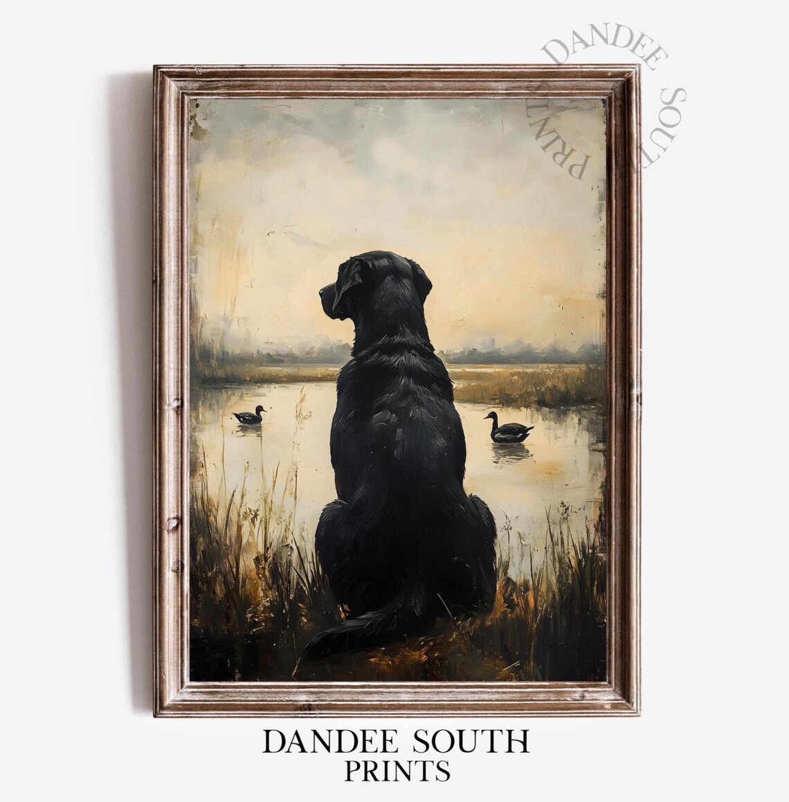 Hunting Dog With Mallard Ducks Rustic Art Print
