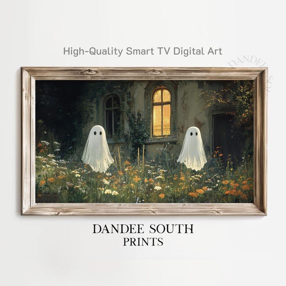 Halloween Haunted House Tv Art For Framestyle Tvs Smart Spooky Ghosts Wildflowers Tv119