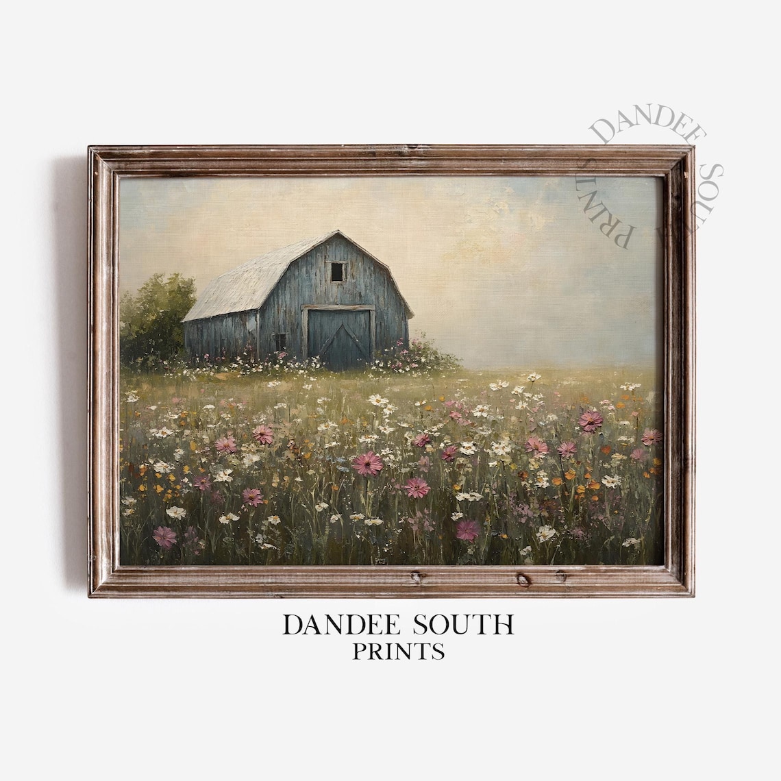 Rustic Barn Rural Landscape Art Print, Vintage Farmhouse