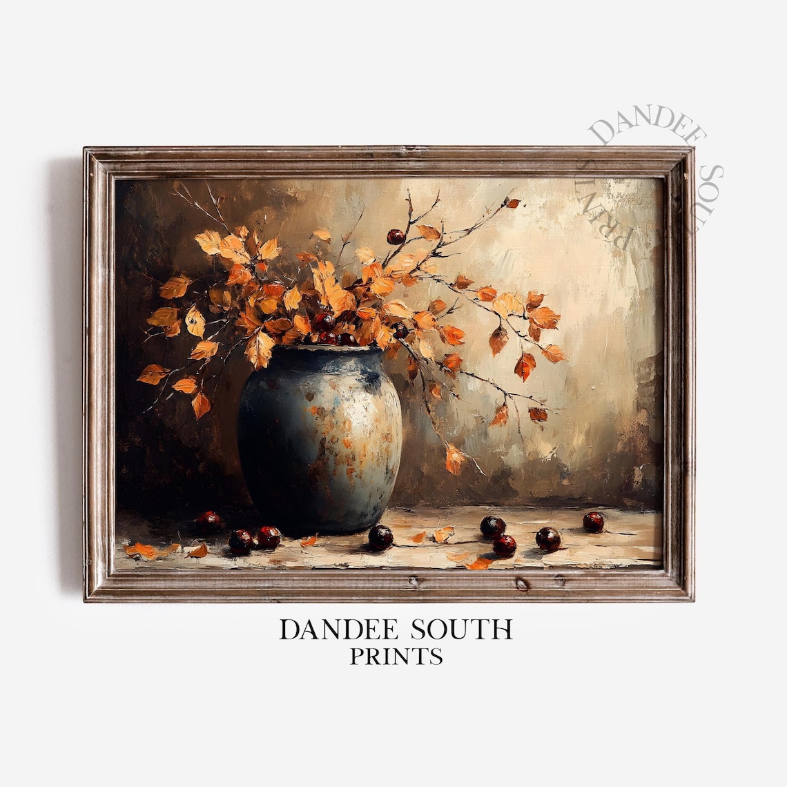 Rustic Fall Floral Art Print, Vintage Autumn Farmhouse