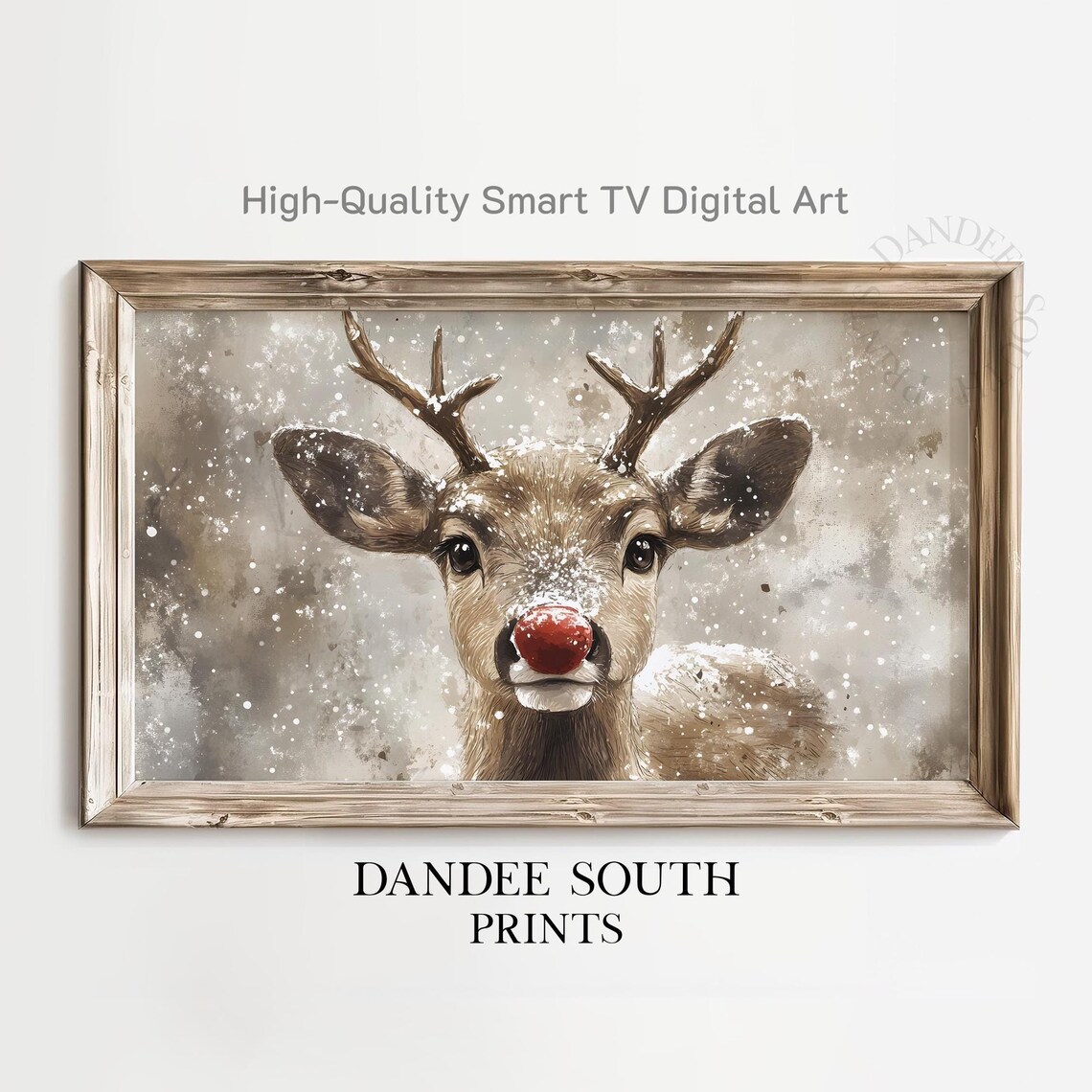 Christmas Rudolph Red Nose Reindeer Snowy Winter Portrait Poster