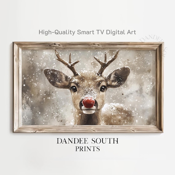 Christmas Rudolph Red Nose Reindeer Snowy Winter Portrait Poster