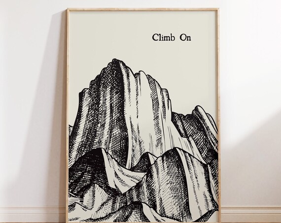 Vintage Climbing Print, Minimalist Crag Poster