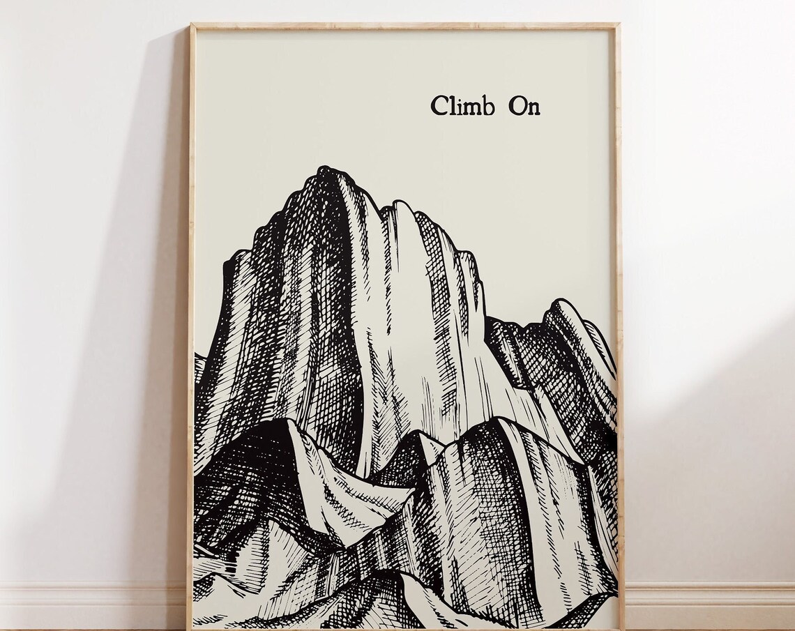 Vintage Climbing Print, Minimalist Crag Poster