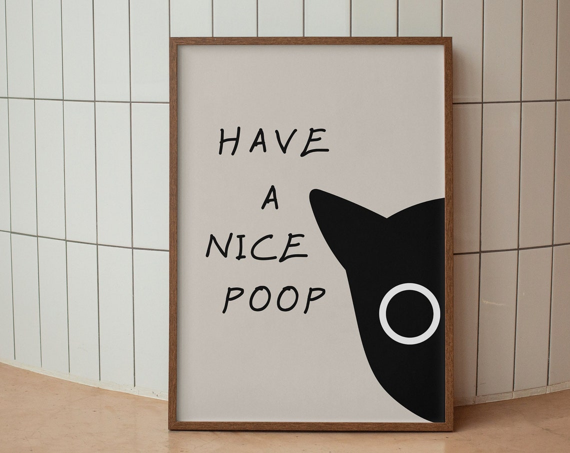 Have A Nice Poop Funny Black Cat Bathroom Quote Minimalist Poster