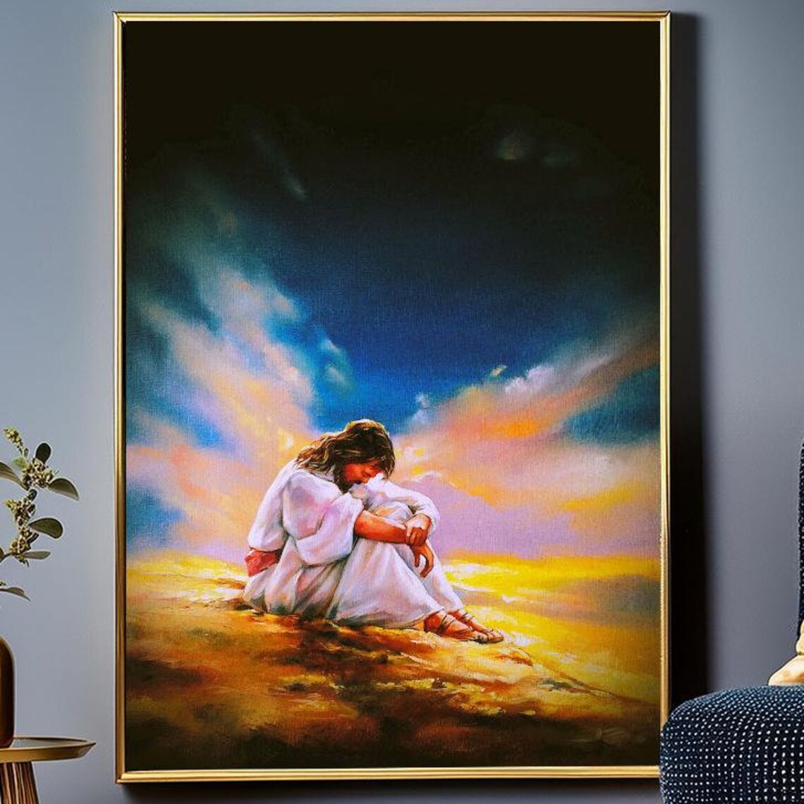 Jesus Praying Abstract Christian Wall Art Print - Image 3