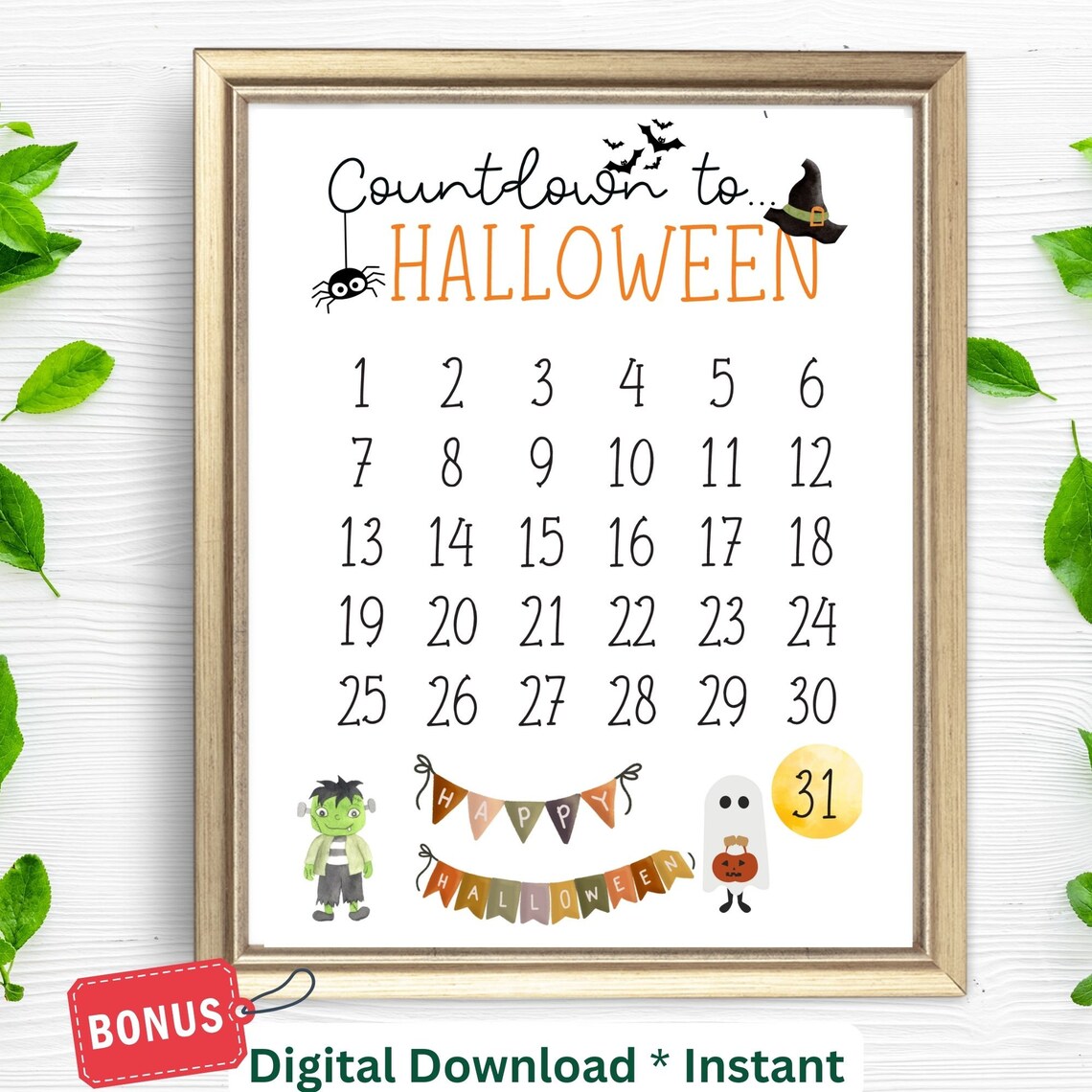 Countdown To Halloween Advent Calendar Classroom Decor Printable Poster