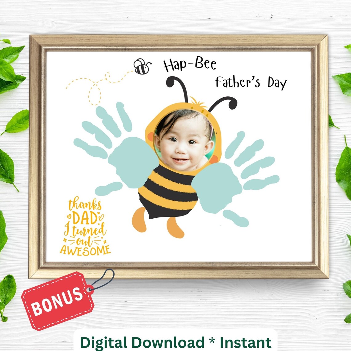 Father's Day Handprint Craft, Dad Photo Frame Collage