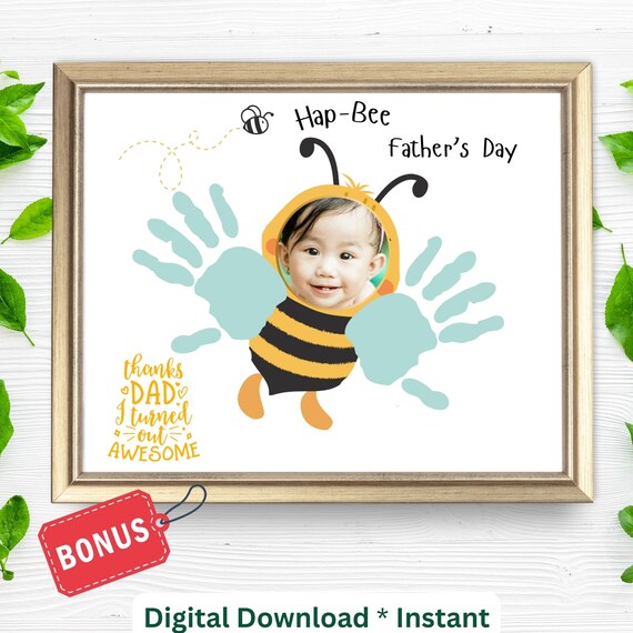 Father's Day Handprint Craft, Dad Photo Frame Collage