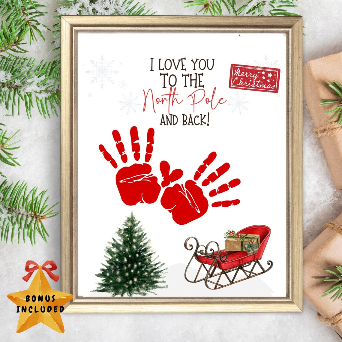 Holiday Handprint Christmas Winter Craft Art Print