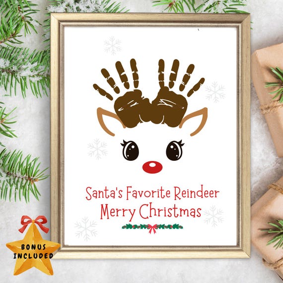 Christmas Handprint Reindeer Craft Holiday Keepsake Art